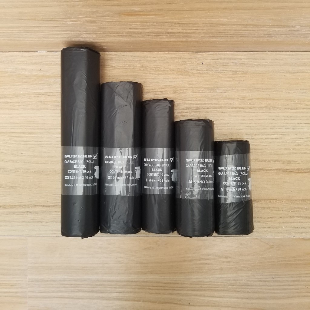 Trash Bag Garbage Bag Small Medium Large XL XXL (Black) Superb
