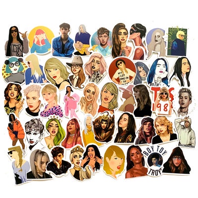 100 European and American star singers stamp Ye Bili graffiti stickers ...