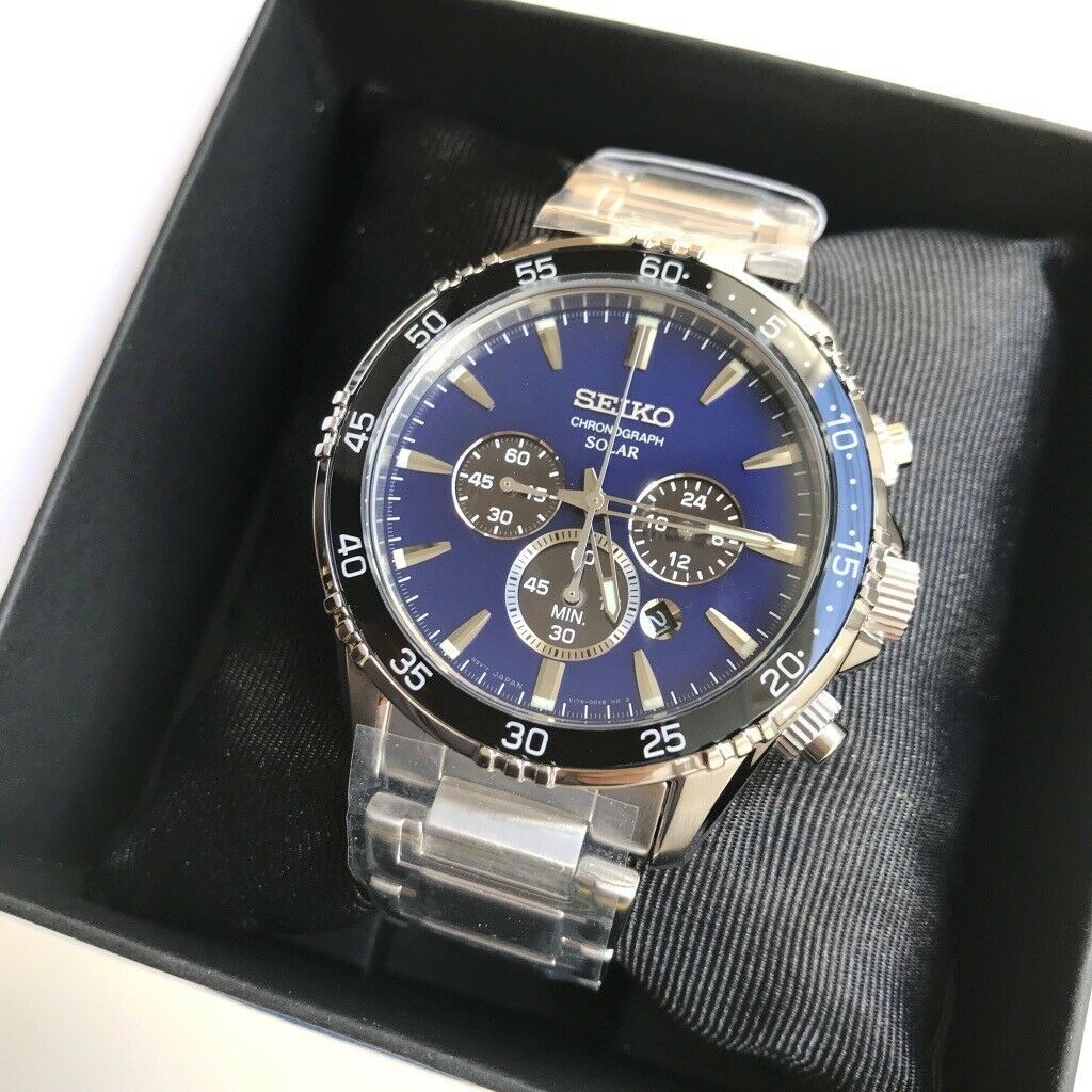 BNEW AUTHENTIC SEIKO SSC445P1 Solar Chronograph Blue Dial Silver Steel  Watch For Men | Shopee Philippines