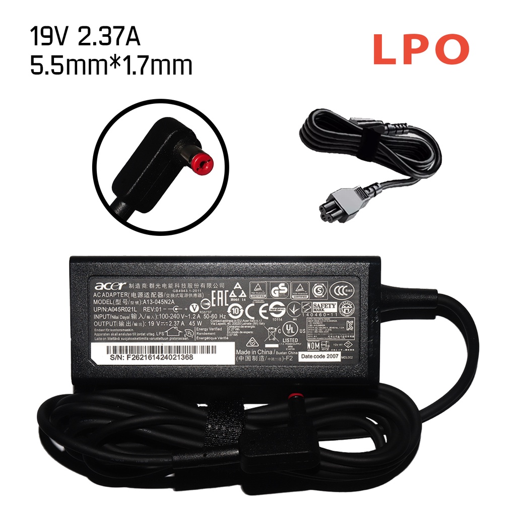 Model A13 045n2a Original Type For Acer Laptop Charger 19v 2 37a 5 5 1 7mm Shopee Philippines