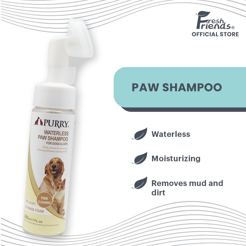 PURRY Waterless Paw Shampoo with Paw Cleaner Brush 200ml Shopee