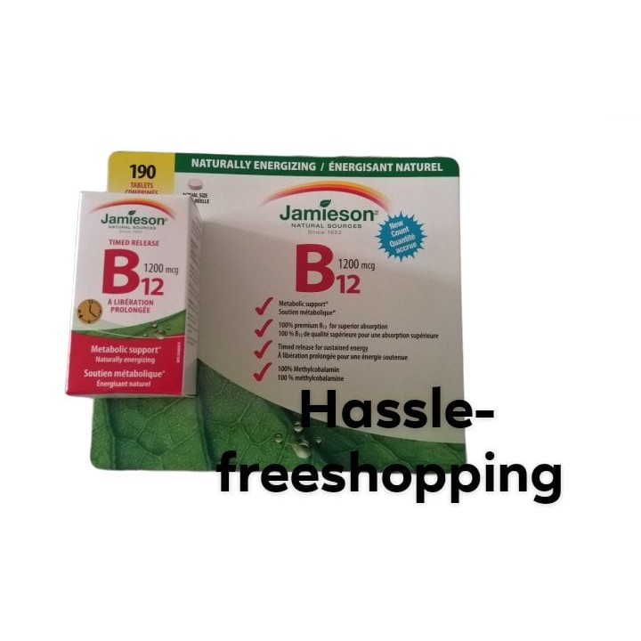Jamieson Vitamin B12 1200 mcg Timed Release, 190 Tablets Shopee