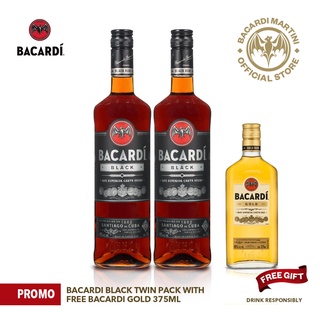Bacardi Black Twin Pack with Gold 375ml