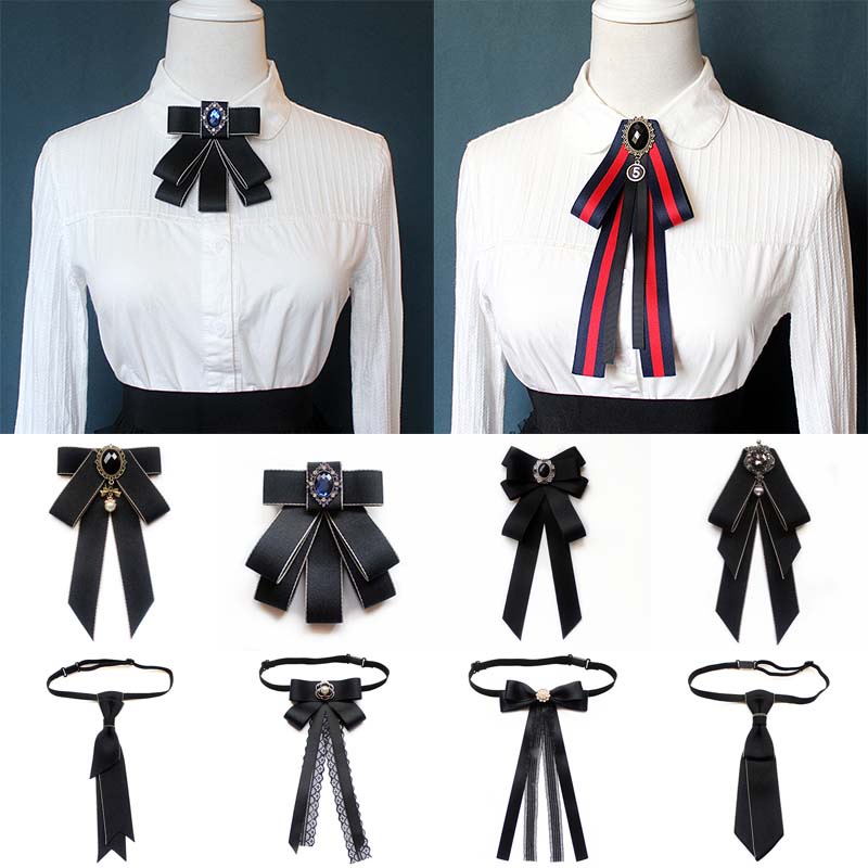 [44 Styles] Vintage Bow Tie Pearl Ribbon Collar Adjustable JK College