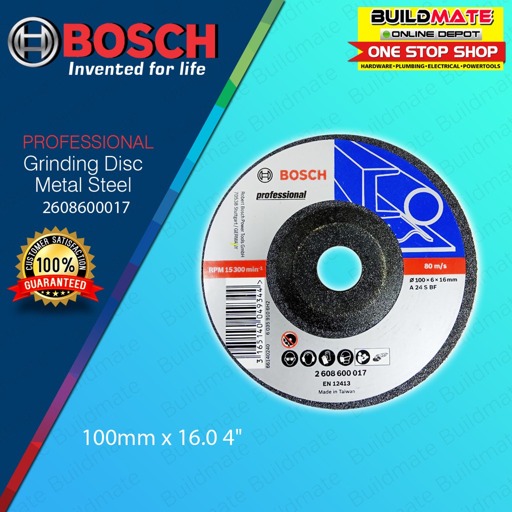 BOSCH Grinding Disc Metal Steel 100mm x 16.0 4" 2608600017 BAX