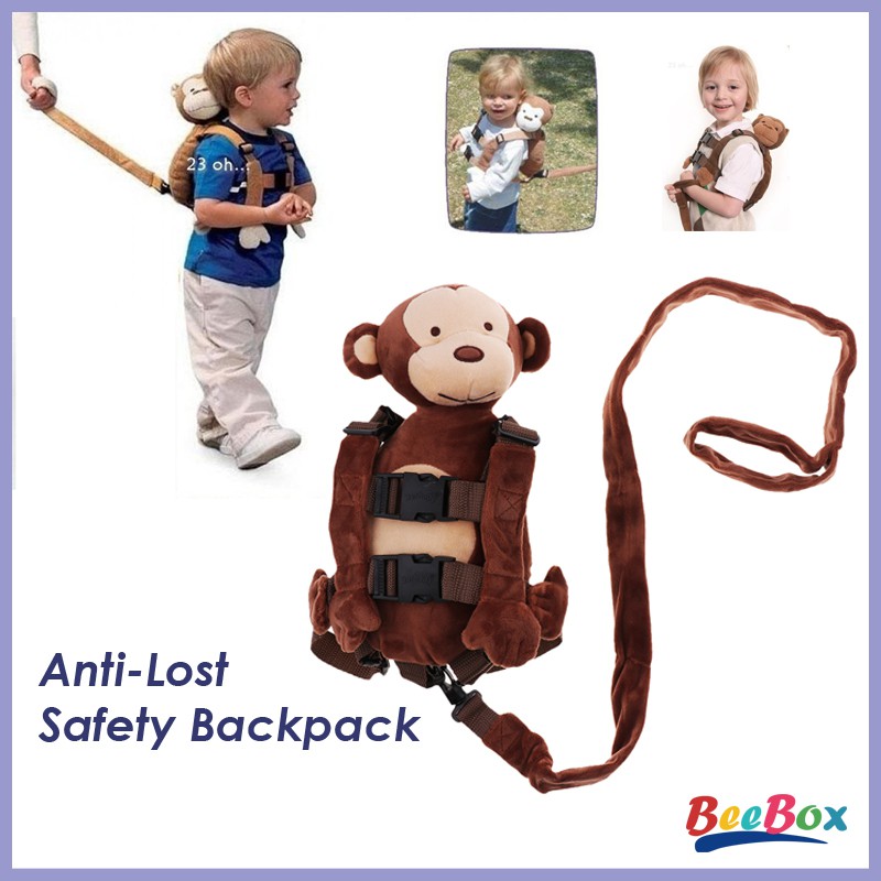 Berhapy 2 in 1 Monkey Toddler Safety Harness Backpack Children's Walking Leash Strap Pearl Monkey 