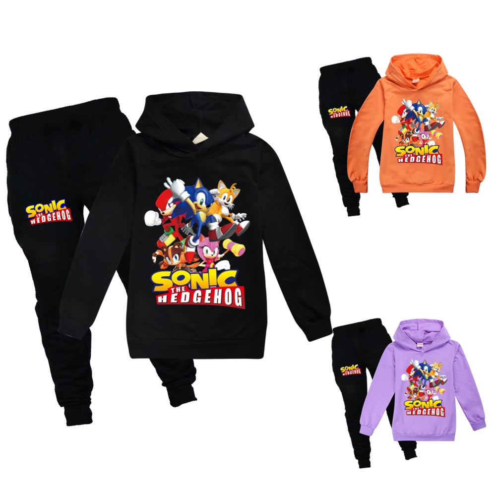 Sonic The Hedgehog Kids Hoodies Pants Suit For Boys And Girls Two Pieces Set Children S Cartoon Birthday Gifts Ready Stocks Shopee Philippines - movie sonic pants roblox