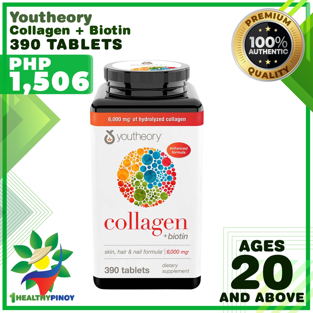 1HealthyPinoy Youtheory Collagen Plus Biotin, 390 Tablets, 100