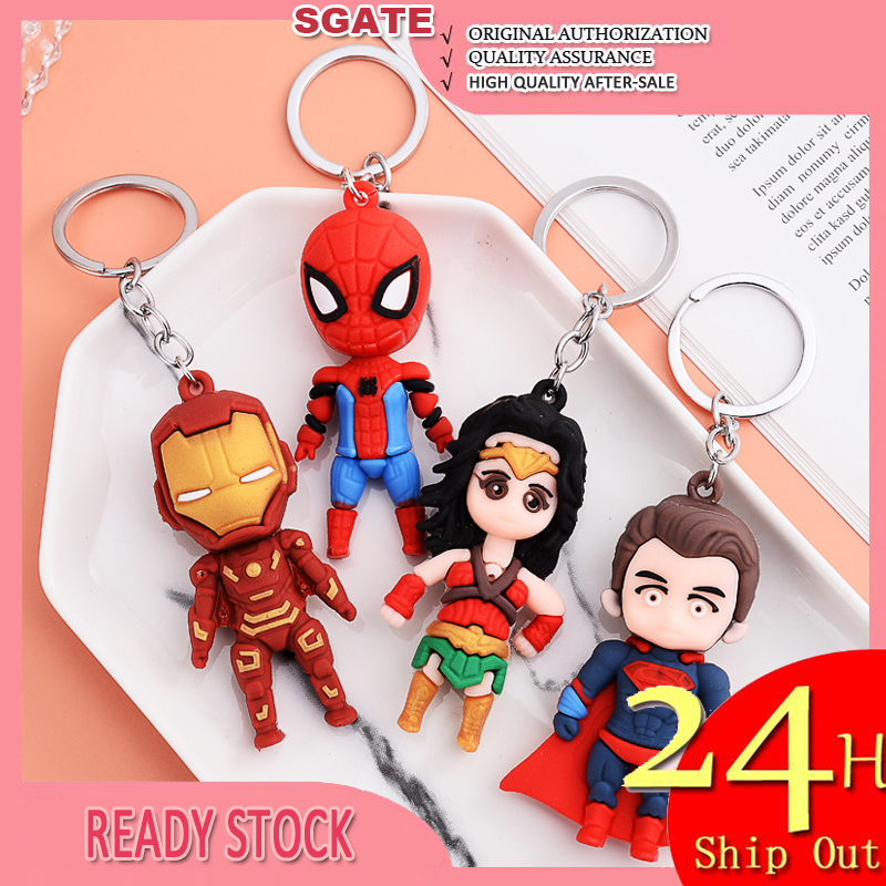 Bear Keychains Keyrings Cute Fashion Iron Man Pendant  Luffy Spider Man Anime 