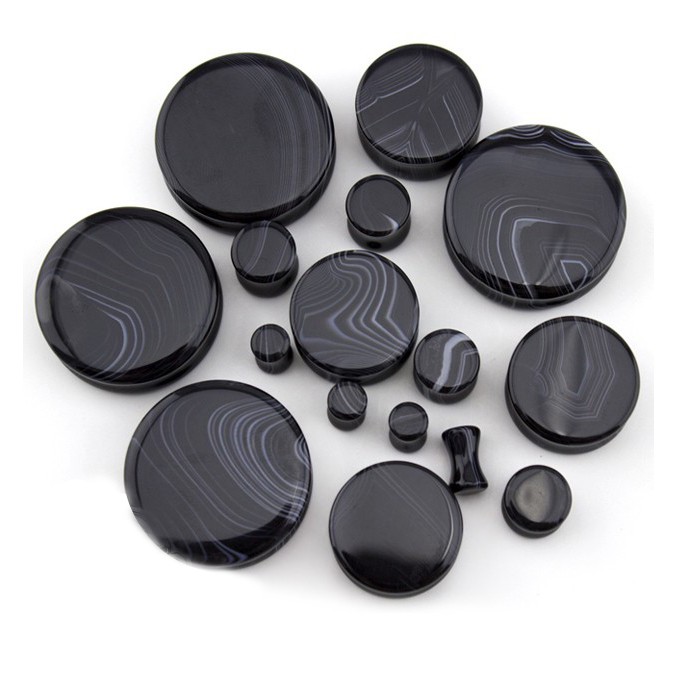 black agate stone plugs