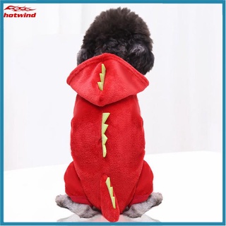 HW Dinosaur Thicken Funny Pet Dog Clothes Winter Warm Dog Pet Clothing Hoodies Sweatshirt for Small