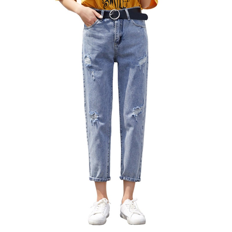 ladies ripped boyfriend jeans