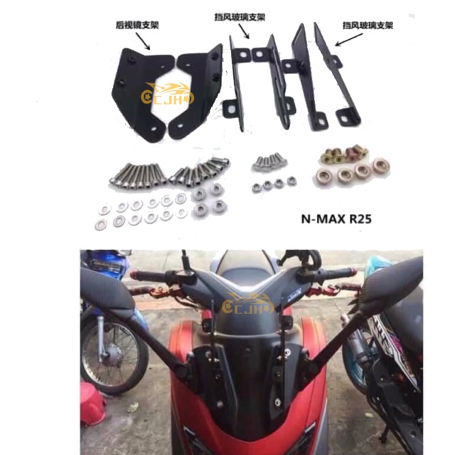 COD Motorcycle Nmax windshield bracket side mirror bracket Shopee