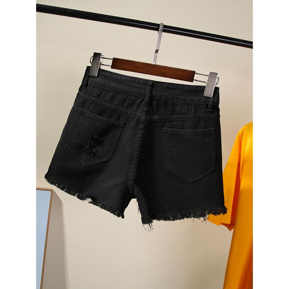black womens jean shorts