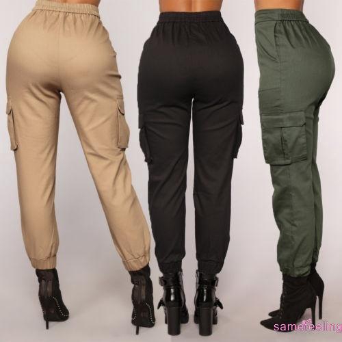 ladies cotton cargo trousers