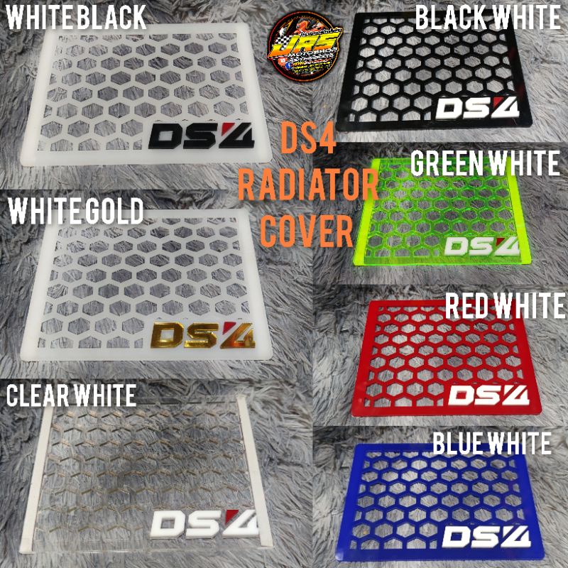 DS4 radiator cover for NMAX V1/V2, AEROX V1/V2, MXI, CLICK/ADV/PCX ,EMBOSSED DS4 LOGO, BLACK/CLEAR