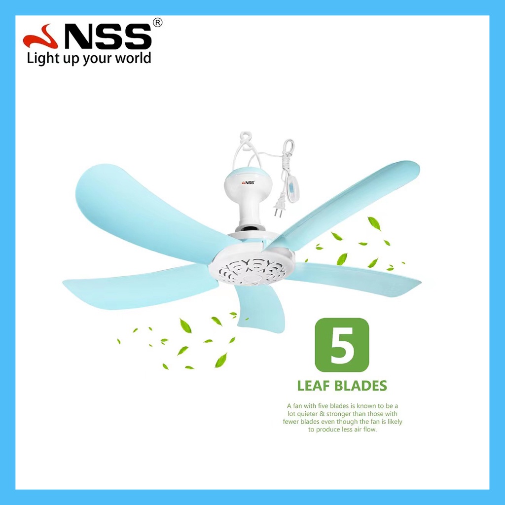 NSS Portable Ceiling fan 5 Blades blend Durable Hanging Home Office ...