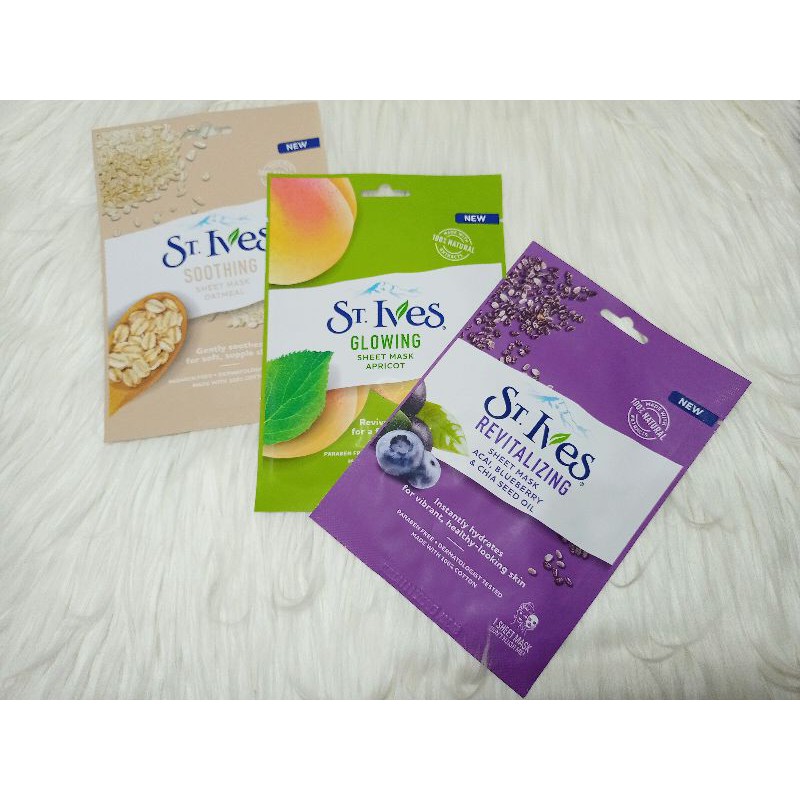 ST.IVES GLOWING SHEET MASK OATMEAL/APRICOT/ACAI BLUEBERRY