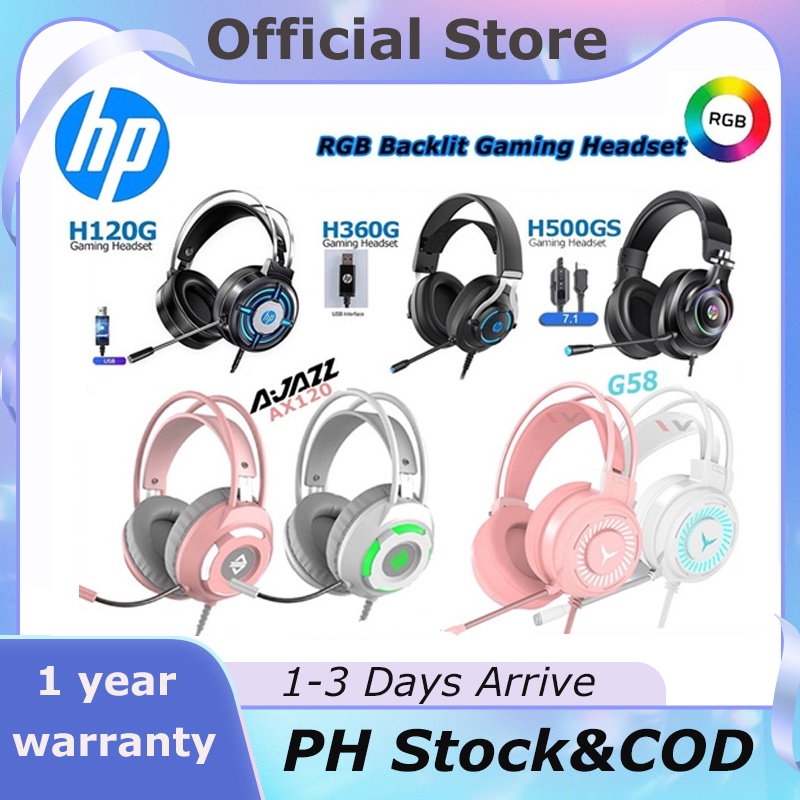HP H120G Gaming Headset Heavy Bass Cool Lights PC Headphone with