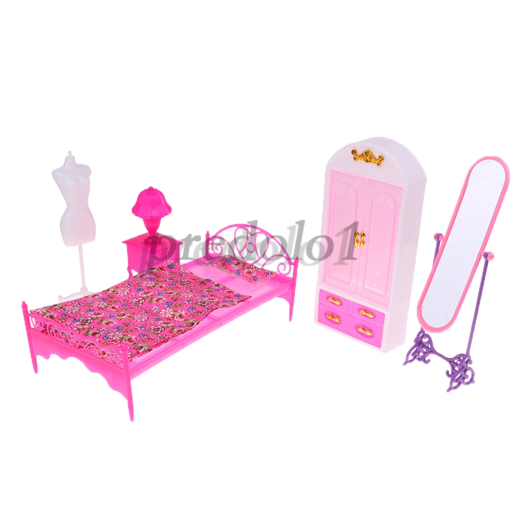 Fashion Girl Dolls Miniature Lovely Pink Princess Bedroom D