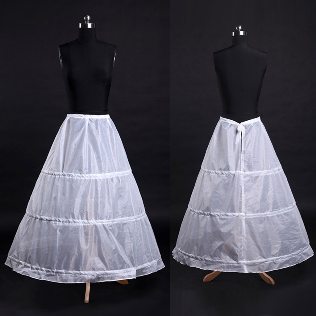 Womens A Line Full Length 3 Hoops Petticoat Wedding Slips