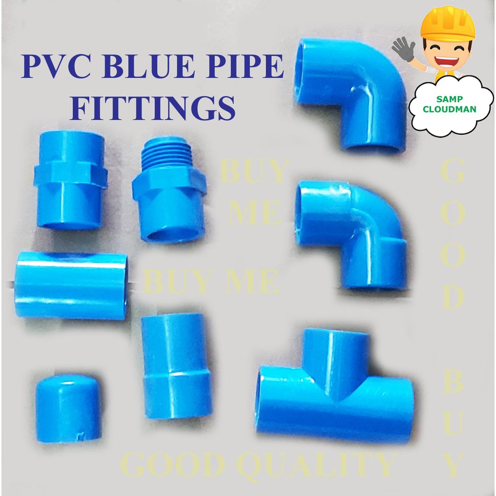 PVC Blue Pipe Fittings 1/2 3/4 1 Elbow Coupling Tee Male Female Adaptor ...