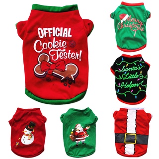 [Today Send] Christmas Dog Clothes Cotton Pet Clothing For Small Medium Dogs Vest Shirt New Year Puppy Cat Costume Chihuahua Pet Vest Shirt