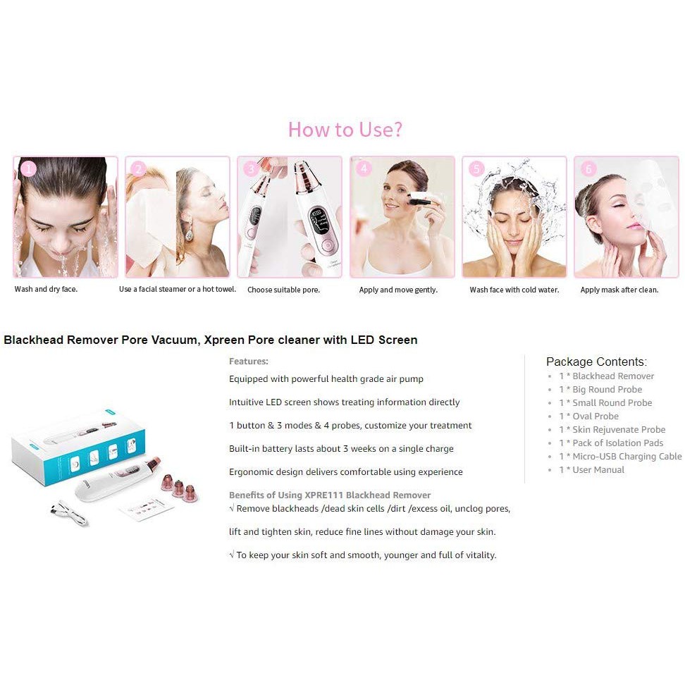 xpreen blackhead remover with led screen