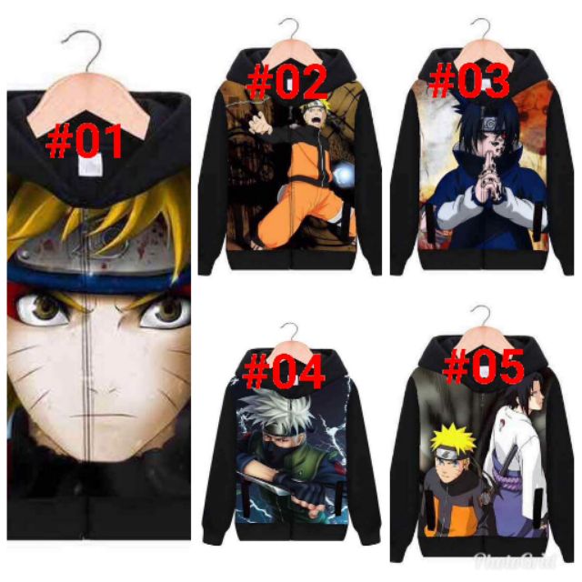 naruto anime 3d black hoodie bw