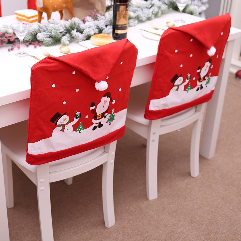 Toyou Christmas Santa Hat Dining Chair Leg Back Covers Party Home