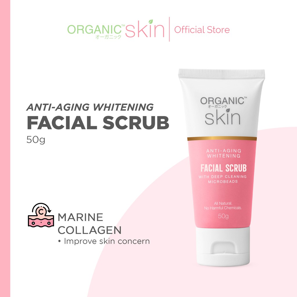 Organic Skin Japan AntiAging Whitening Facial Scrub Anti Aging Scrub with Microbeads (50g