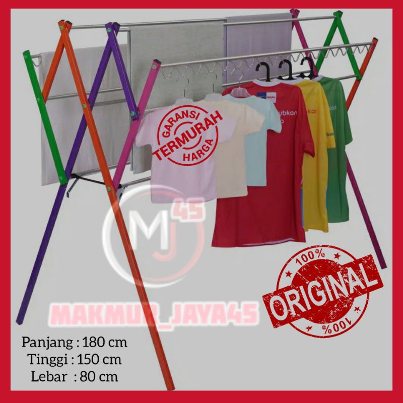Long Clothesline 180 CM / ORIGINAL Clothes 9 Cross + 2 HANGER Shopee