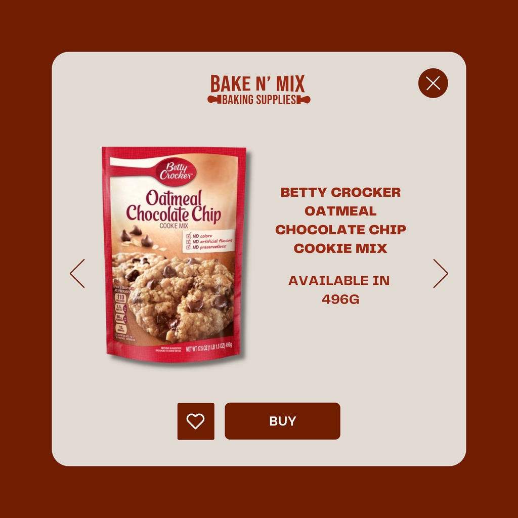 Betty Crocker Oatmeal Chocolate Chip Cookie Mix Shopee Philippines