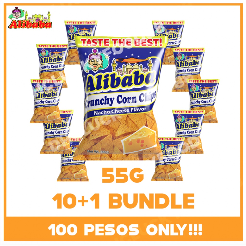 Alibaba Corn Chips 10+1 BUNDLE NACHO CHEESE FLAVOR 55G Shopee Philippines