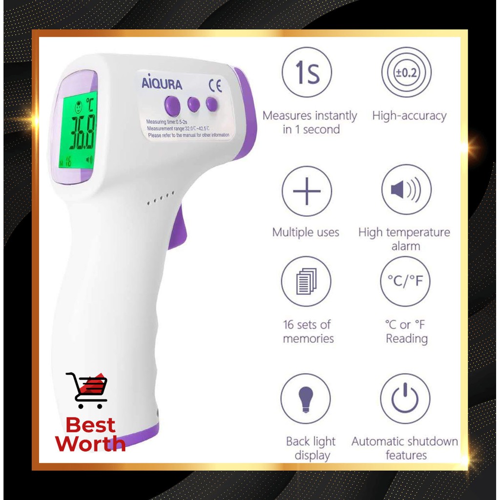 Aiqura Infrared Forehead Gun Type Thermometer (Adult and Children ...