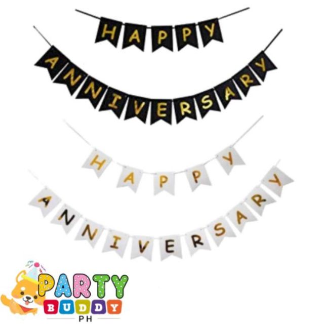 Premium Gold Font Happy Anniversary Banner White Or Black