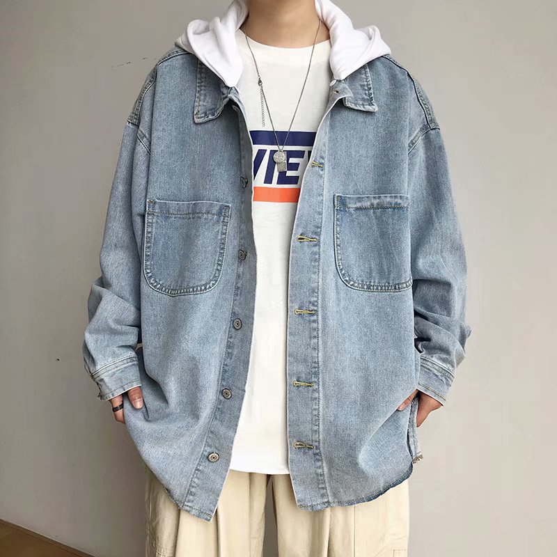 long denim jacket with hood