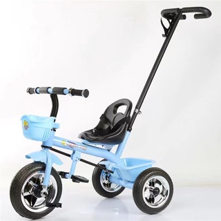 Baby 3 Wheels Trolley Bike for Children Kids with Front Back Basket and Push Bar