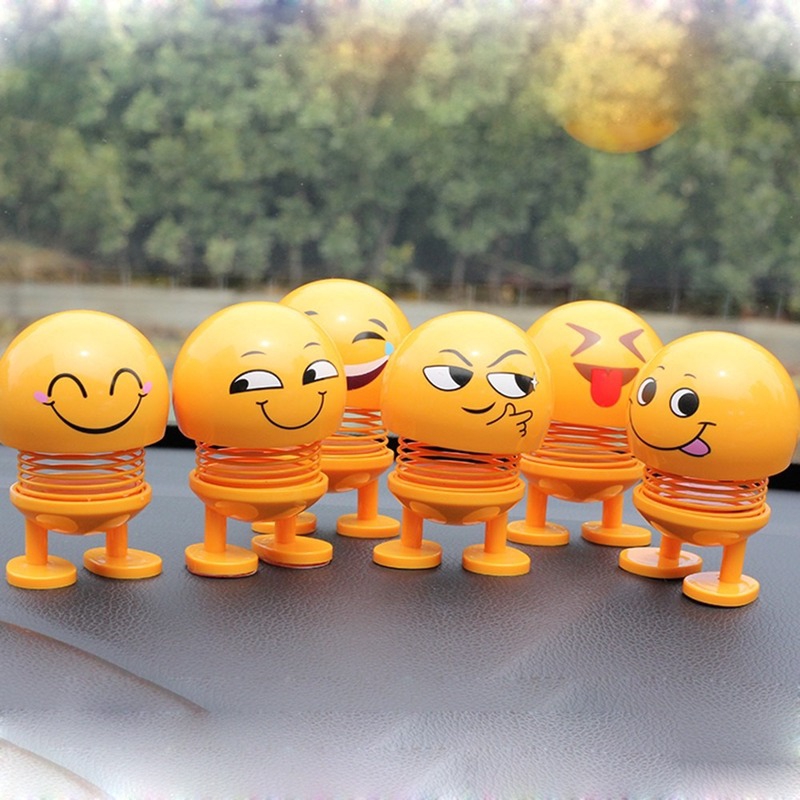 Emoji Toy Creative Tik Tok Spring Shaking Head Doll Funny Car Decor 