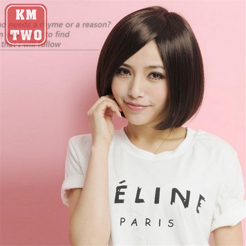 Japan Wig Girls Fashion Cute Short Hair Split Wave Hair Wig