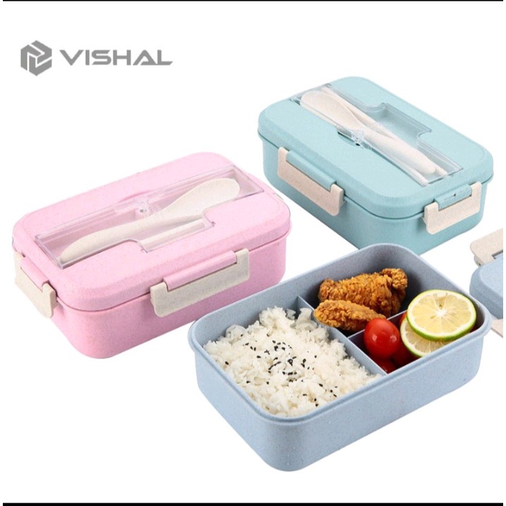 Free Fork Spoon!! Lunch Box Set Lunch Box Material Wheat Straw Lunch