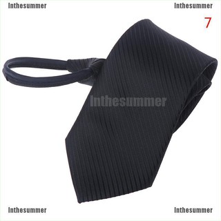 【COD√summer】 Lazy Men's Zipper Necktie Solid Striped Casual Business Wedding Zip Up Neck Ties #8