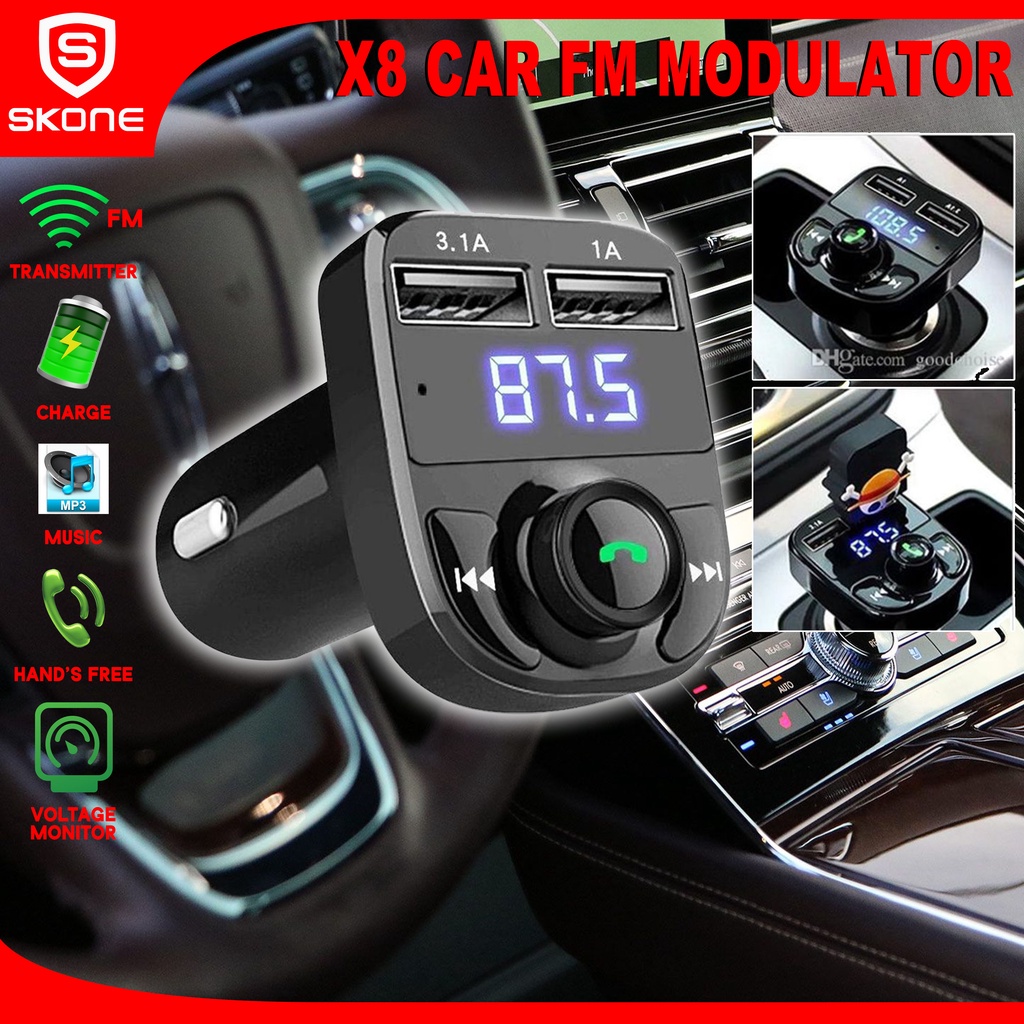 Bluetooth Car Audio Receiver Transmitter Aux for Car FM X8 Modulator
