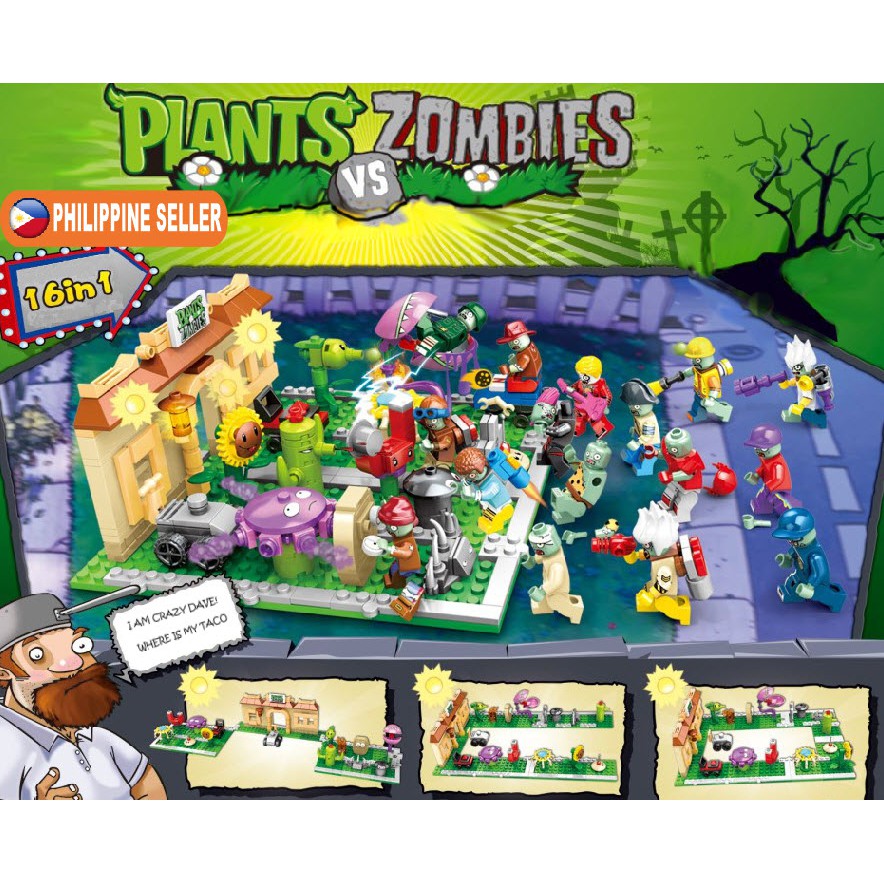 16 in 1 Plants vs Zombies Minifigures Set Compatible Brick Building ...