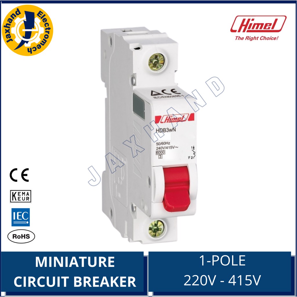 Himel Miniature Circuit Breaker 6A - 63A, 1-pole AC230V/400V-415V HDB3 ...