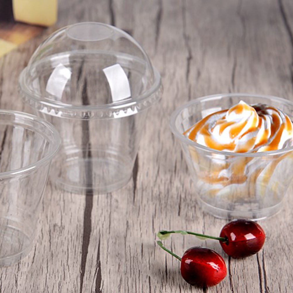 25pcs/100pcs 250ml Disposable Salad Cup Transparent Plastic Dessert