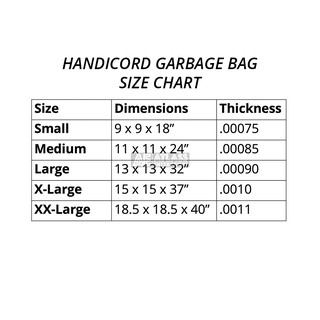 Trash Bag Size Chart