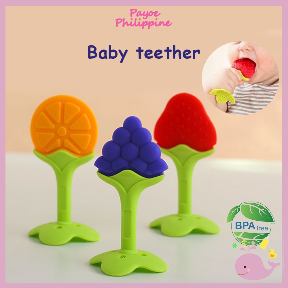 PAYOE Baby Silicone Teether Fruit Shape Teether Baby molar toy BPA FREE