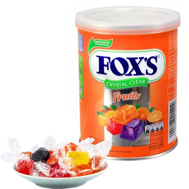 Fox crystal clear candy fruits flavored tin can 180 grams Shopee