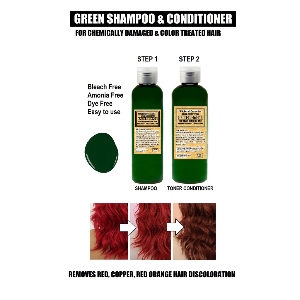 Green shampoo (RED TONER) for copper, reddish, discolored, over processed  or discolored hair. | Shopee Philippines